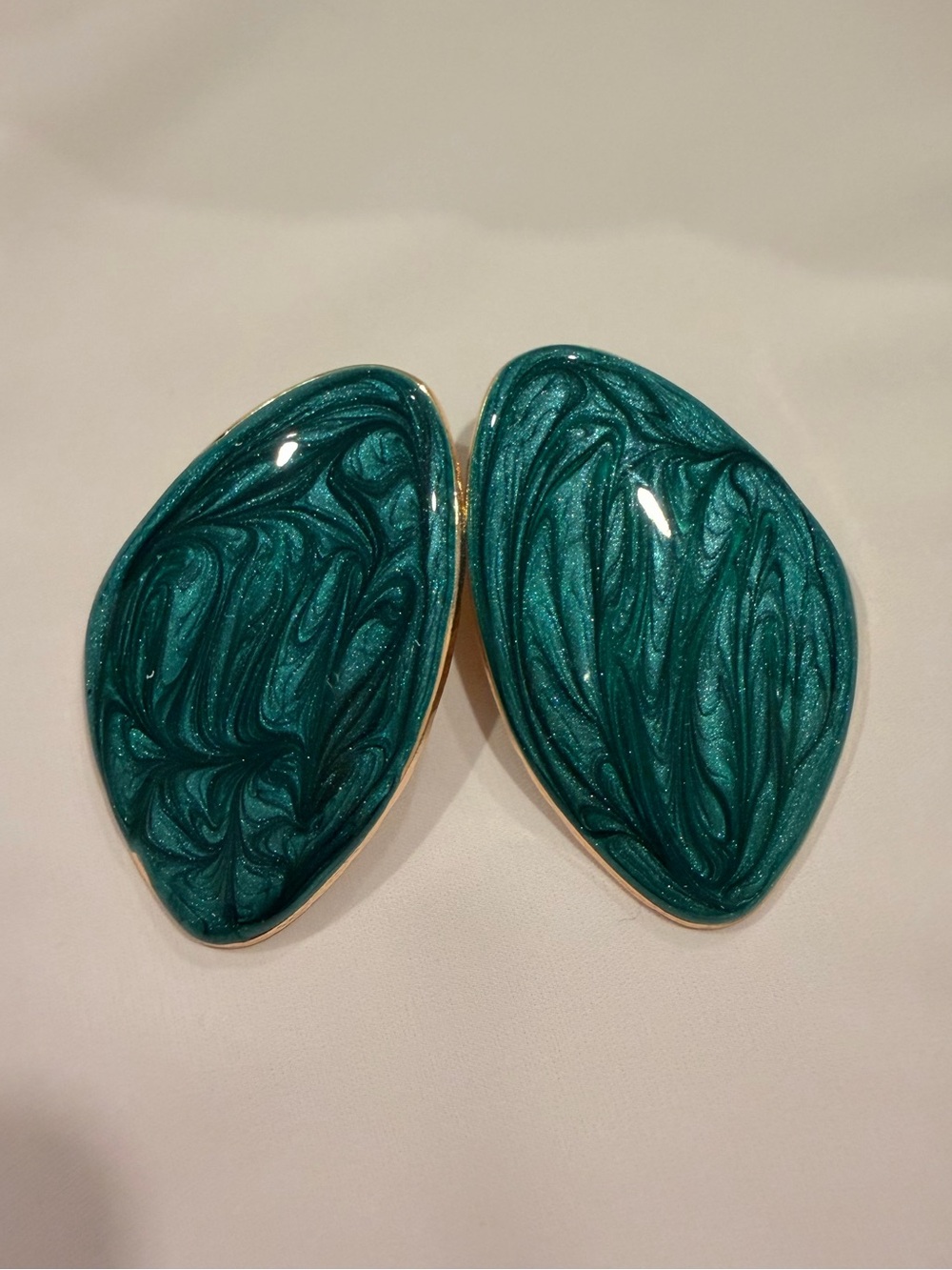 Teal Marble Statement Earrings - Women Jewelry - Picture 5 of 5